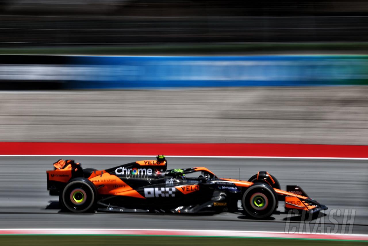 Lando Norris pips Max Verstappen to top red-flagged opening Spanish GP practice