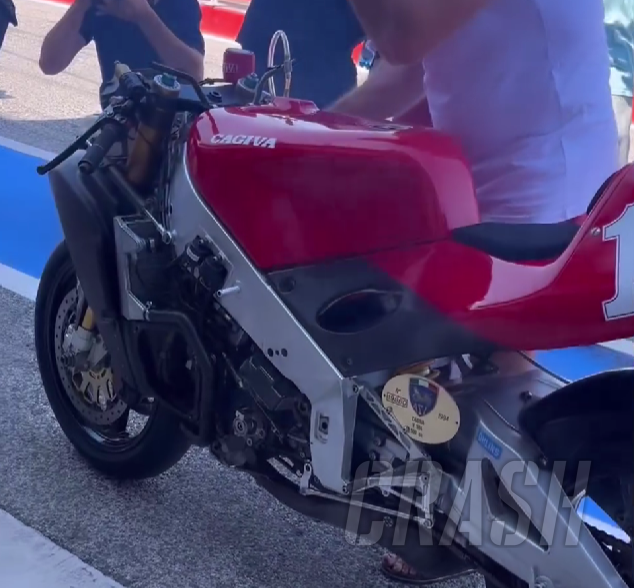 Jorge Lorenzo riding an iconic MotoGP bike today at Misano